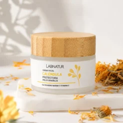 Crema Facial de Caléndula Labnatur 50 ml | Camomila, Almendras y Colágeno Marino | Cuidado Calmante para Piel Sensible