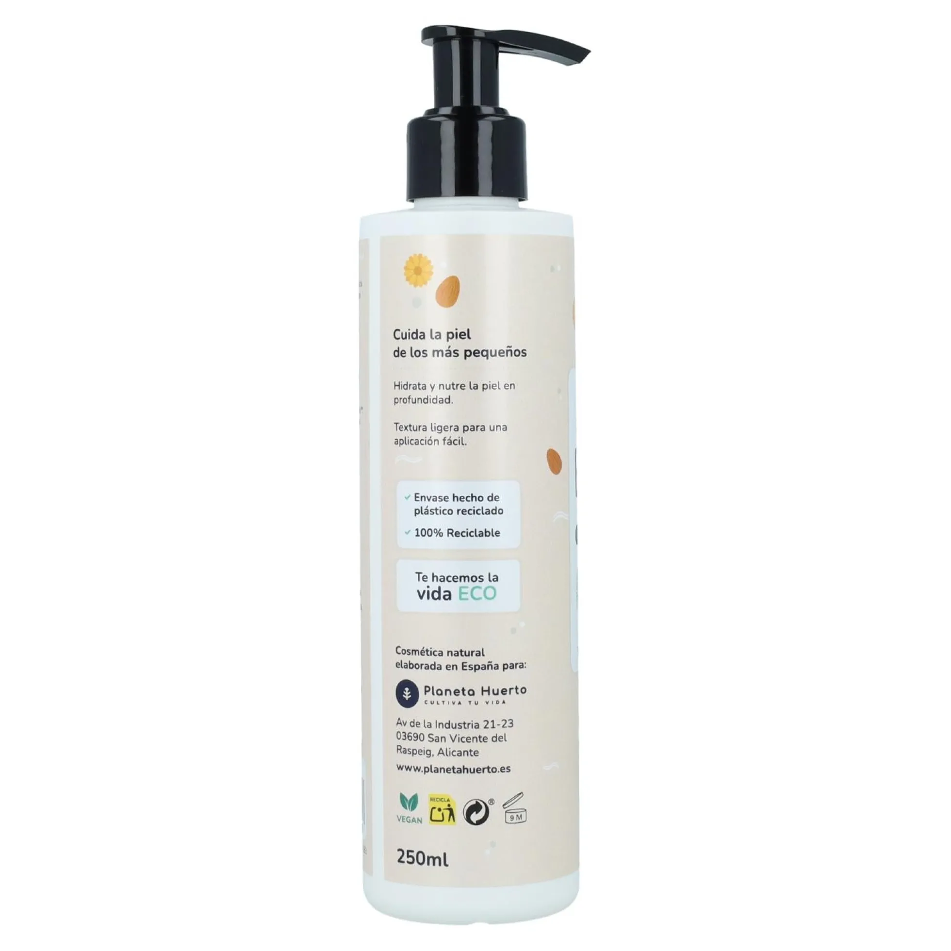 Crema hidratante infantil Caléndula y Almendra Planeta Huerto 250 ml