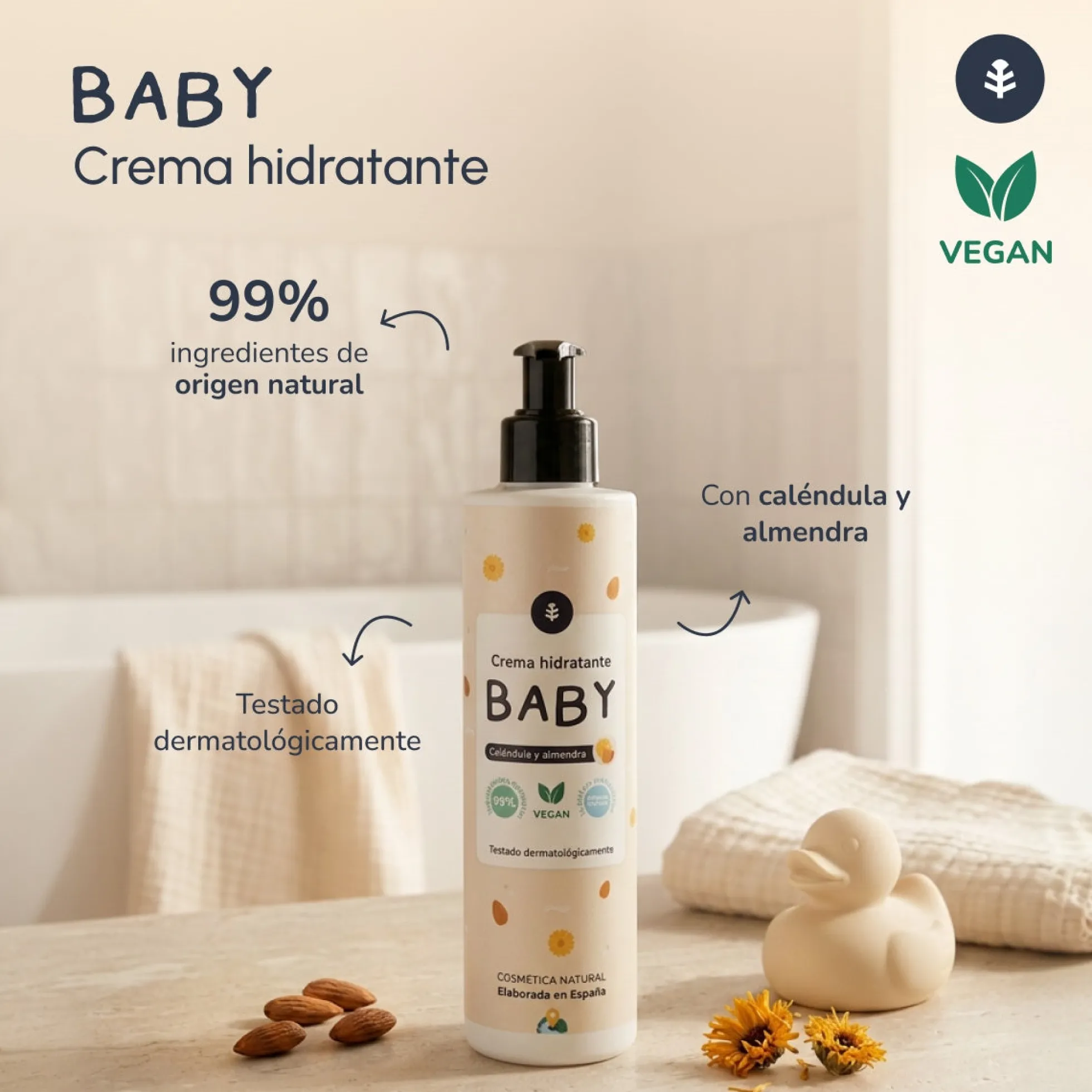 Crema hidratante infantil Caléndula y Almendra Planeta Huerto 250 ml