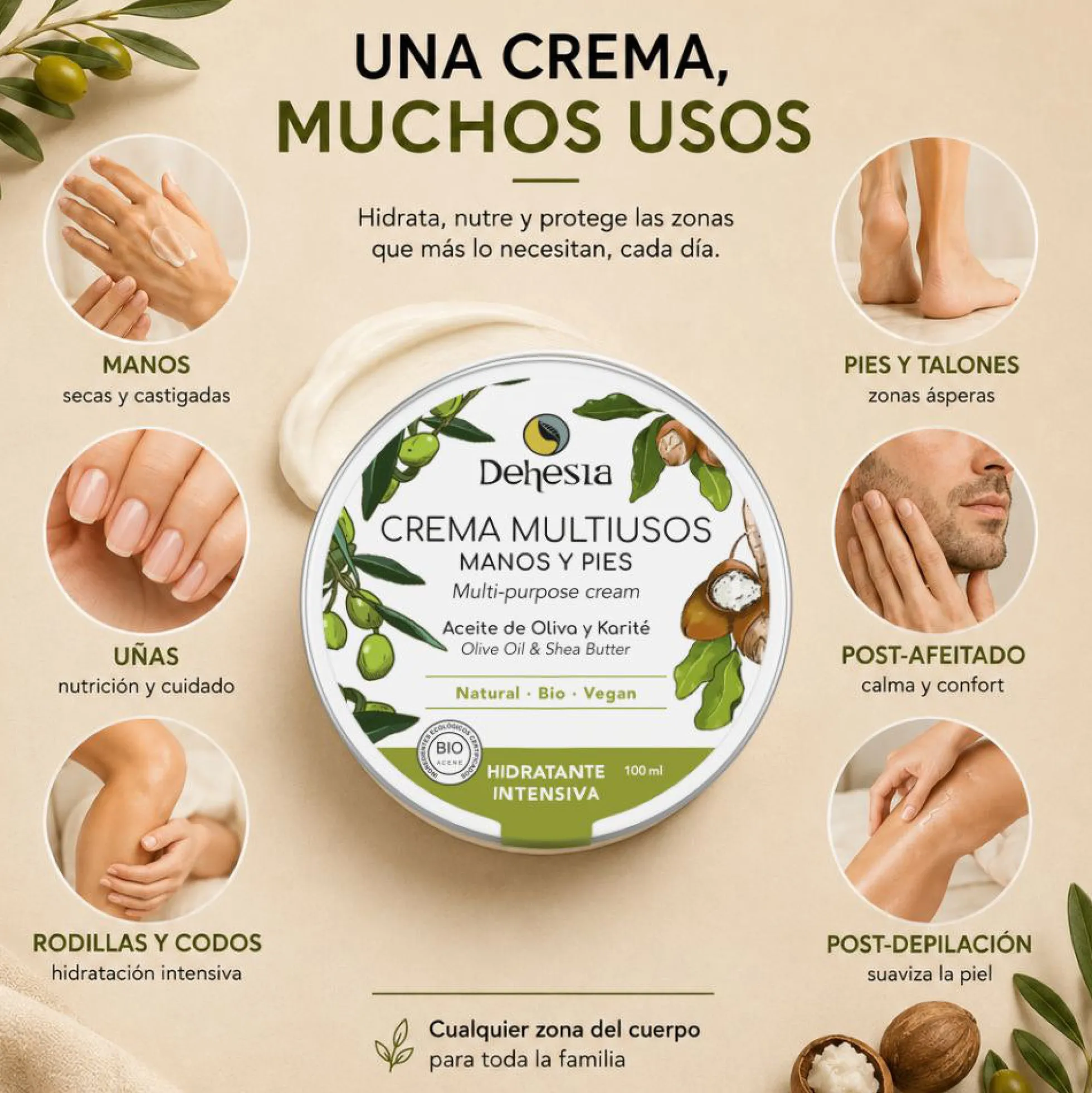 Crema Hidratante Intensiva Multiusos Bio | Manos Y Pies 100ml