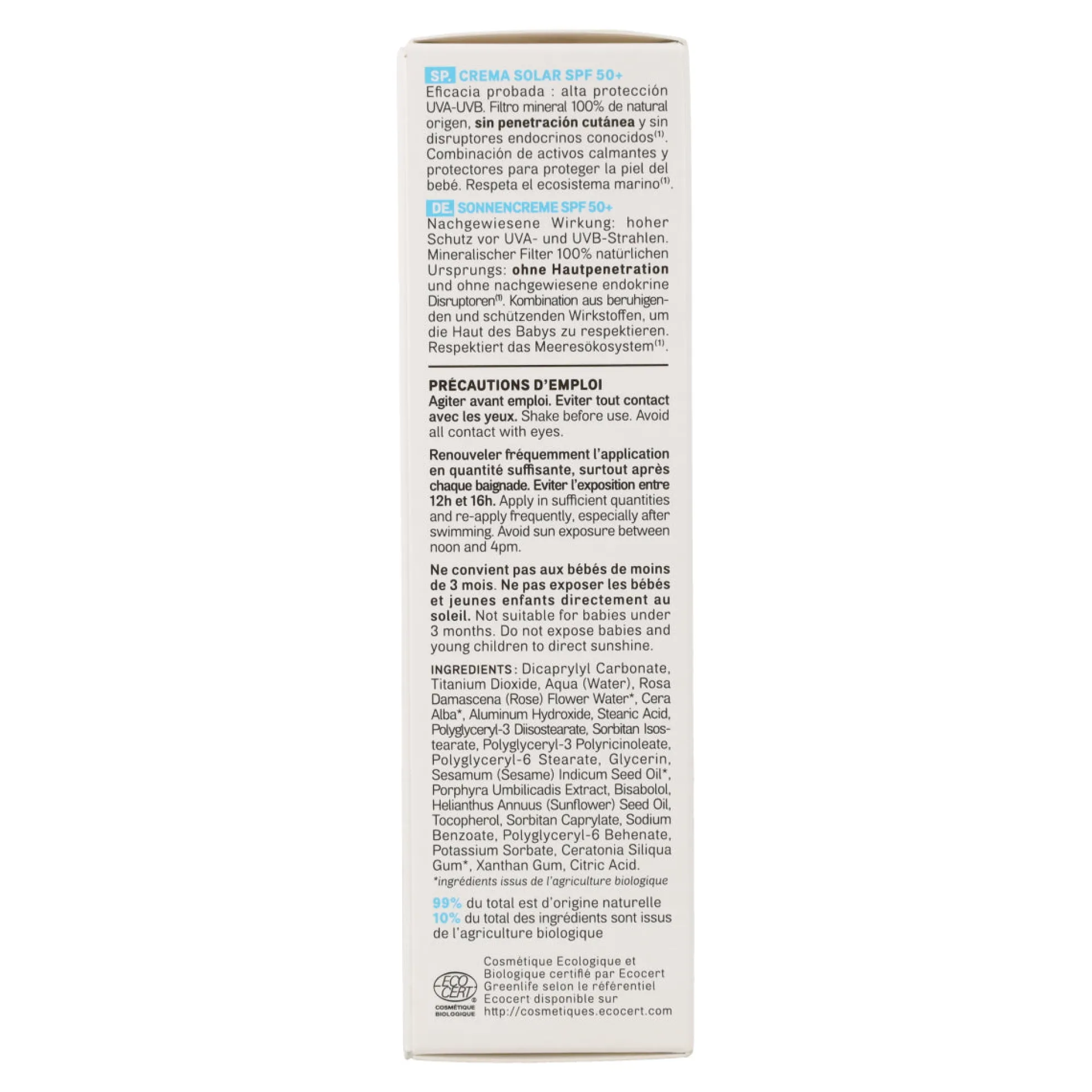 Crema Protección solar para Bebé SPF50+ Acorelle 50ml