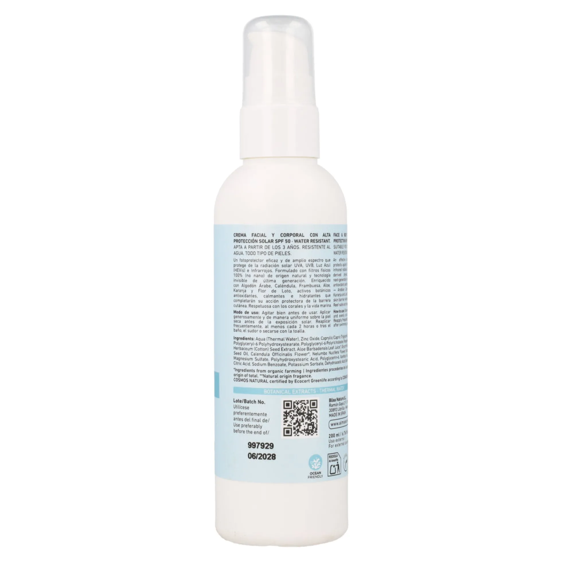 Crema protectora solar SPF 50 Alma Secret200 ml