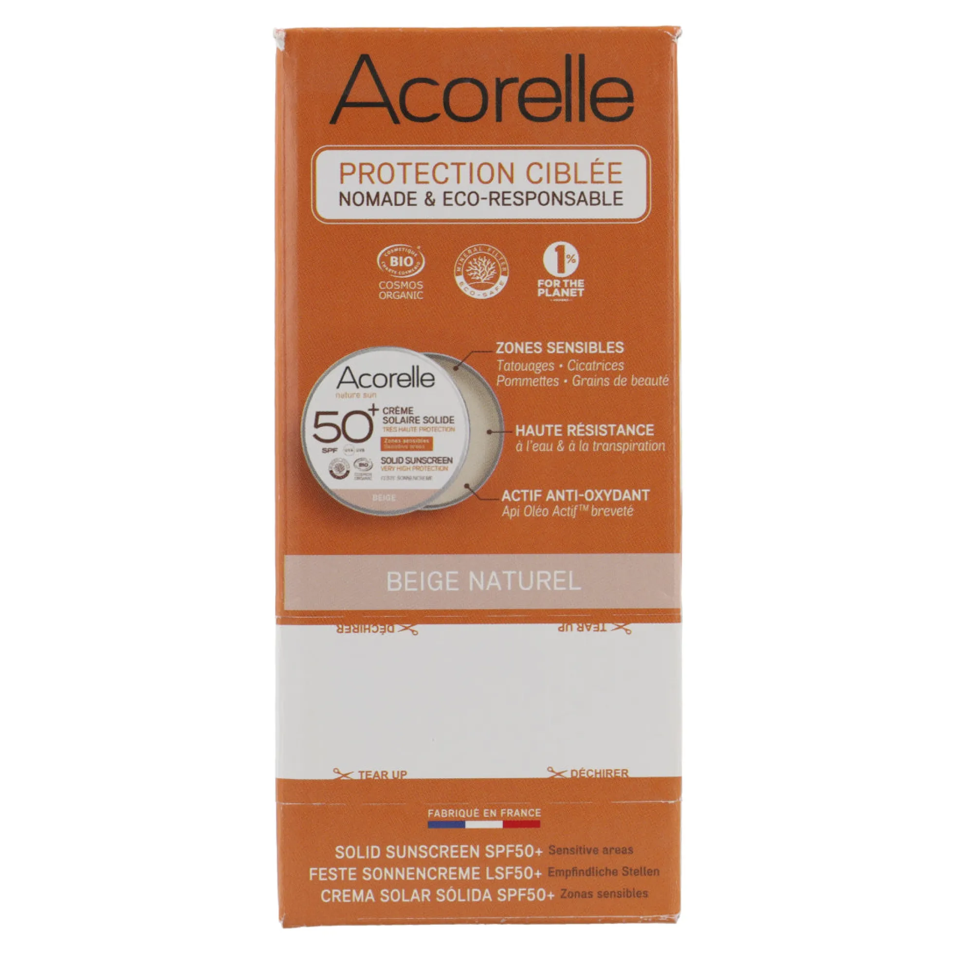 Crema Solar Solida Color Beige Spf 50+ Acorelle 20 g