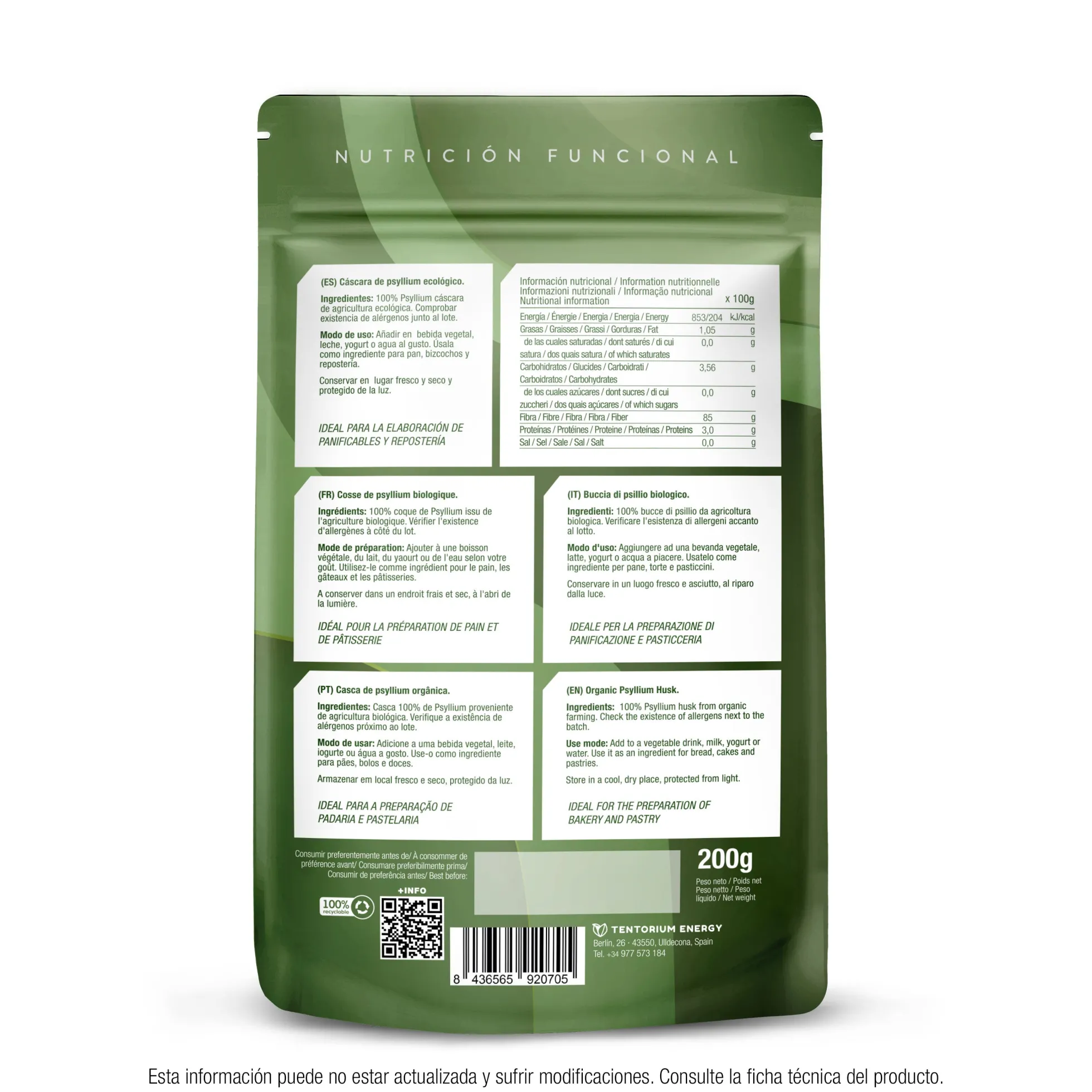 Cáscara de Psyllium Husk ECO Energy Feelings 200 g