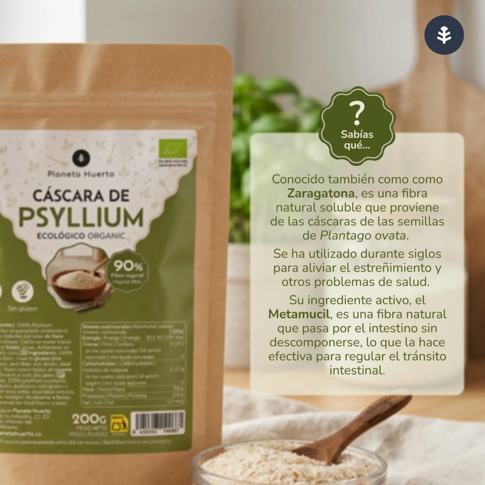 Cáscara de Psyllium Husk ECO Planeta Huerto 400 g