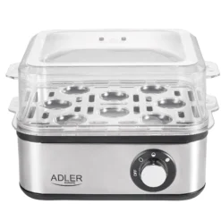 Cuece Huevos Eléctrico, 8 Huevos Cocidos, Ajuste Eléctronico Cocción, Soporte Extraíble, Sin Bpa Adler Ad4486 Plata