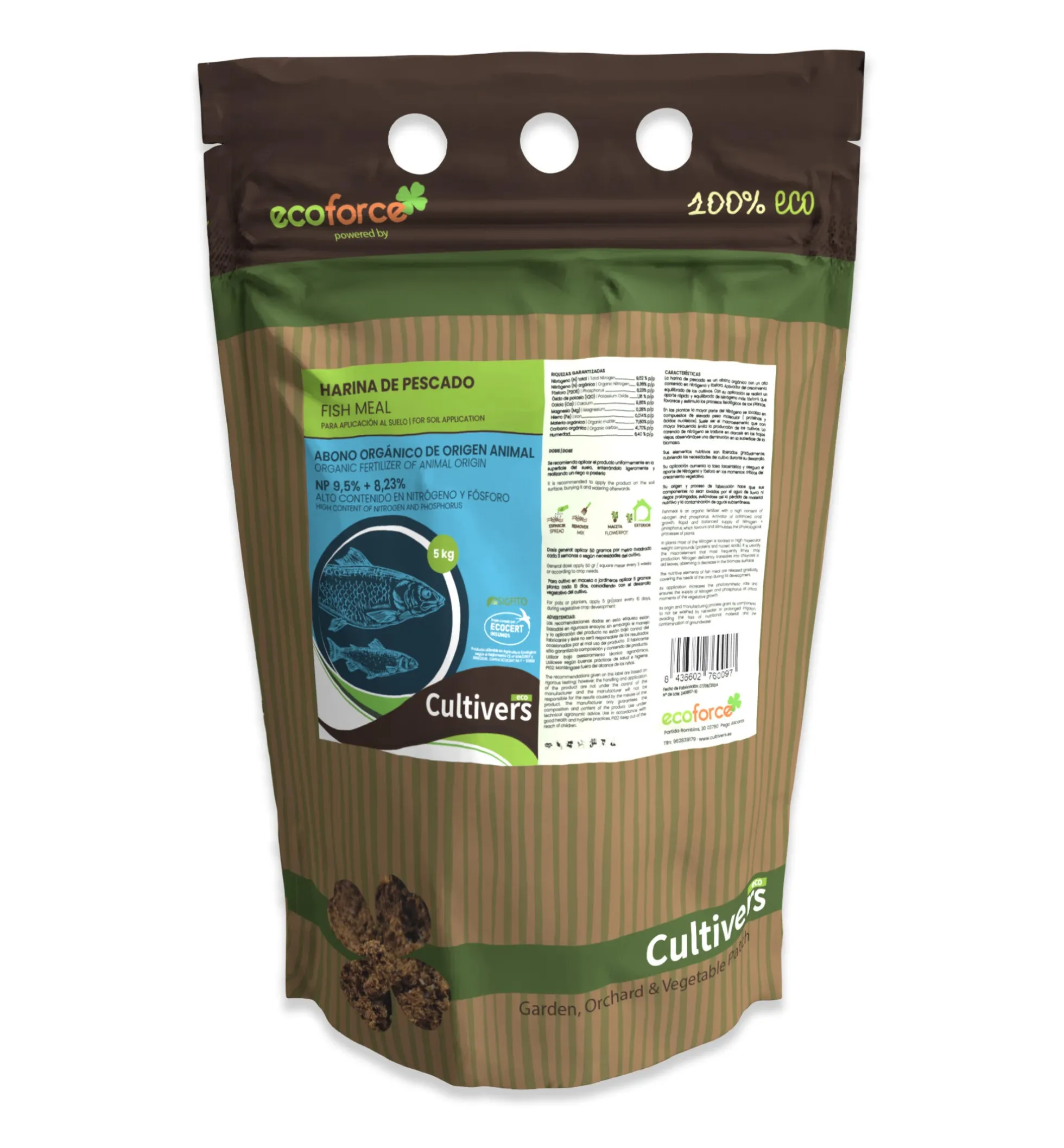 Cultivers Harina De Pescado 5 Kg | Abono Ecológico Certificado Con Nitrógeno, Calcio Y Fósforo | Fertilizante De…