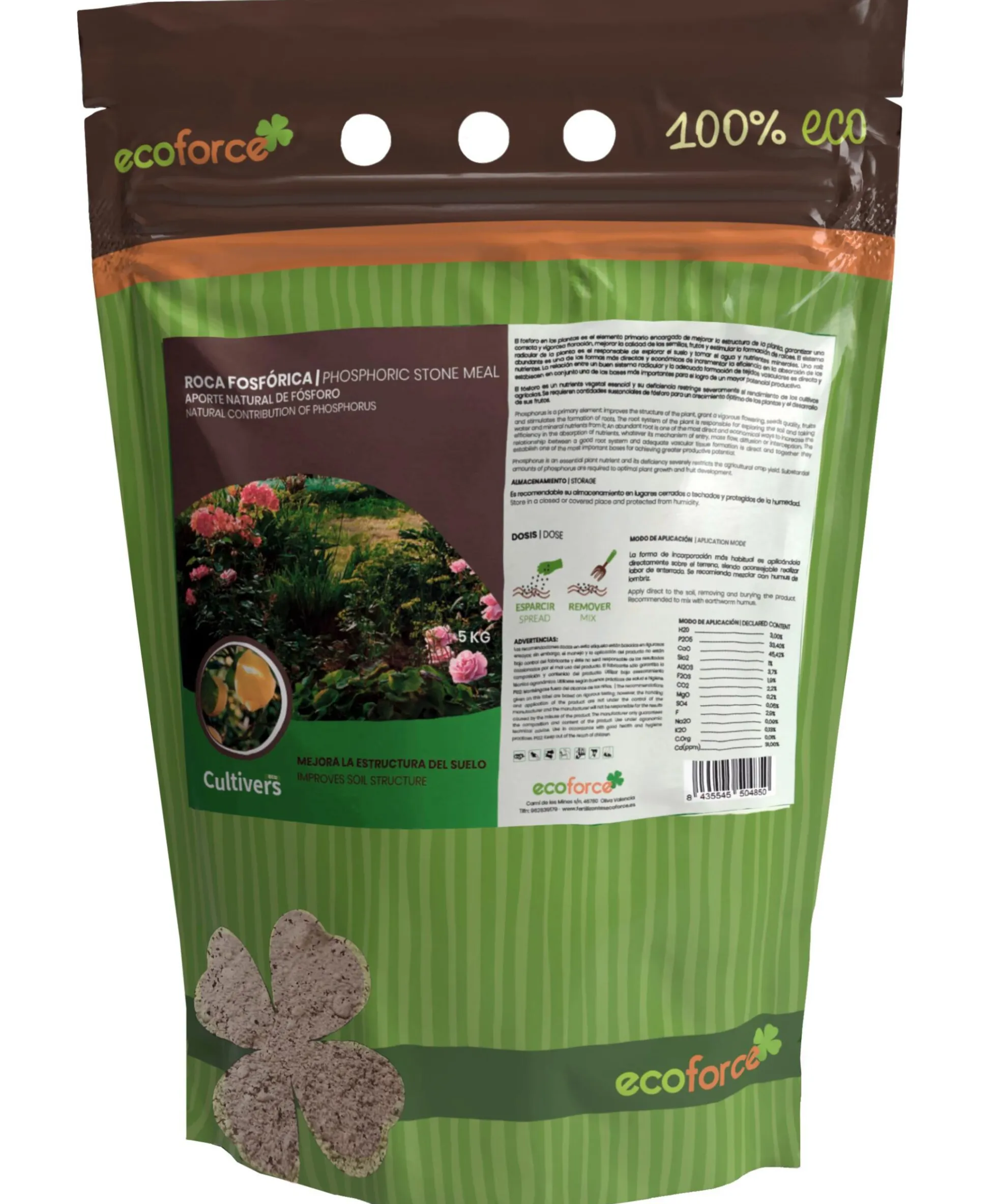 Cultivers Roca Fosfórica 5 Kg. Aporte Natural De Fósforo, Calcio Y Hierro. 100% Ecológico. Preparación De Terreno…