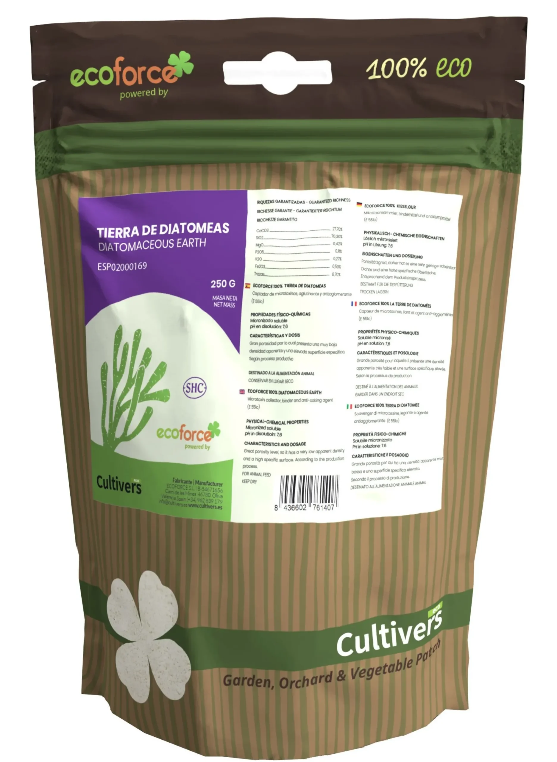Cultivers Tierra Diatomeas Micronizada 250 G Polvo Ultrafino Natural Certificada Ecocert Materia Prima De Algas…