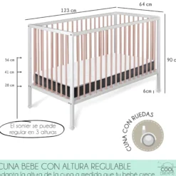 Cuna Colecho Bebé Laponia Color Natural 120x60 Cm De Madera De Haya Con Colchón Morfeo Y Funda Impermeable