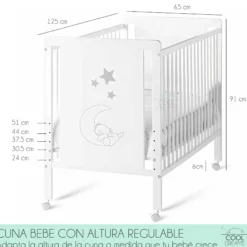 Cuna Colecho De Bebé Indi Estilo Nórdico Infantil 120x60 Cm, De Madera De Haya, Con Kit Colecho Incluido