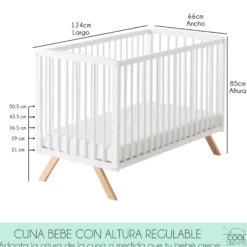 Cuna Colecho De Bebé Nuru Estilo Nórdico 120x60 Cm, Con Kit Colecho Incluido