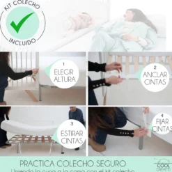 Cuna Colecho De Bebé Nuru Estilo Nórdico 120x60 Cm, Con Kit Colecho Incluido