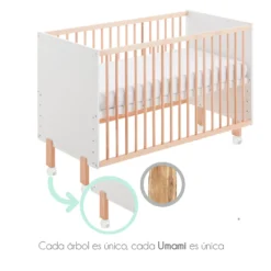 Cuna Convertible En Cama Umami Estilo Nórdico Infantil, Con Ruedas, Kit Colecho Y Barandillas De Seguridad