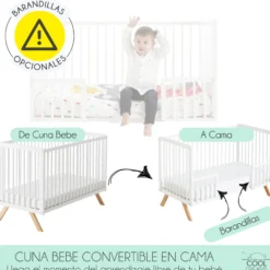 Cuna De Bebé Nuru Estilo Nórdico Infantil, Con Kit Colecho, Colchón Morfeo Y Ropa De Cama 100% Algodón