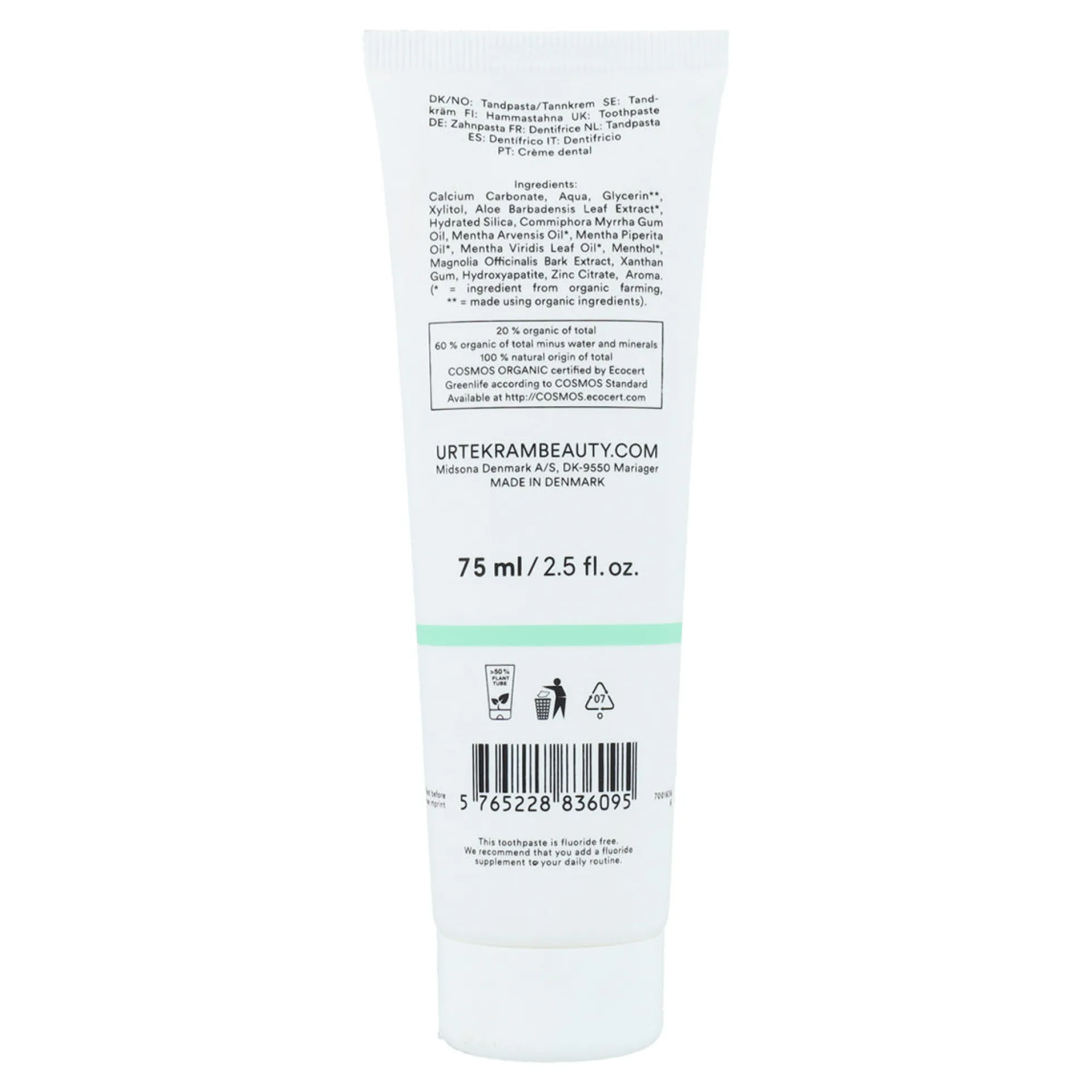 Dentífrico Menta Fresca Urtekram 75 ml