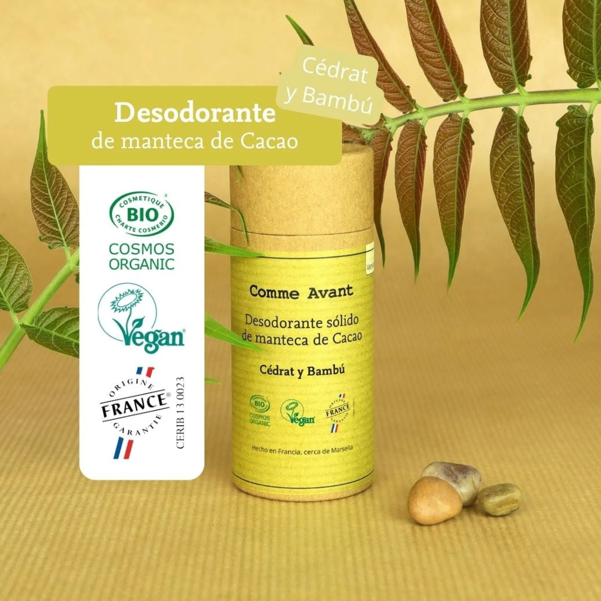 Desodorante sólido de cidra y bambú Comme Avant 60 g