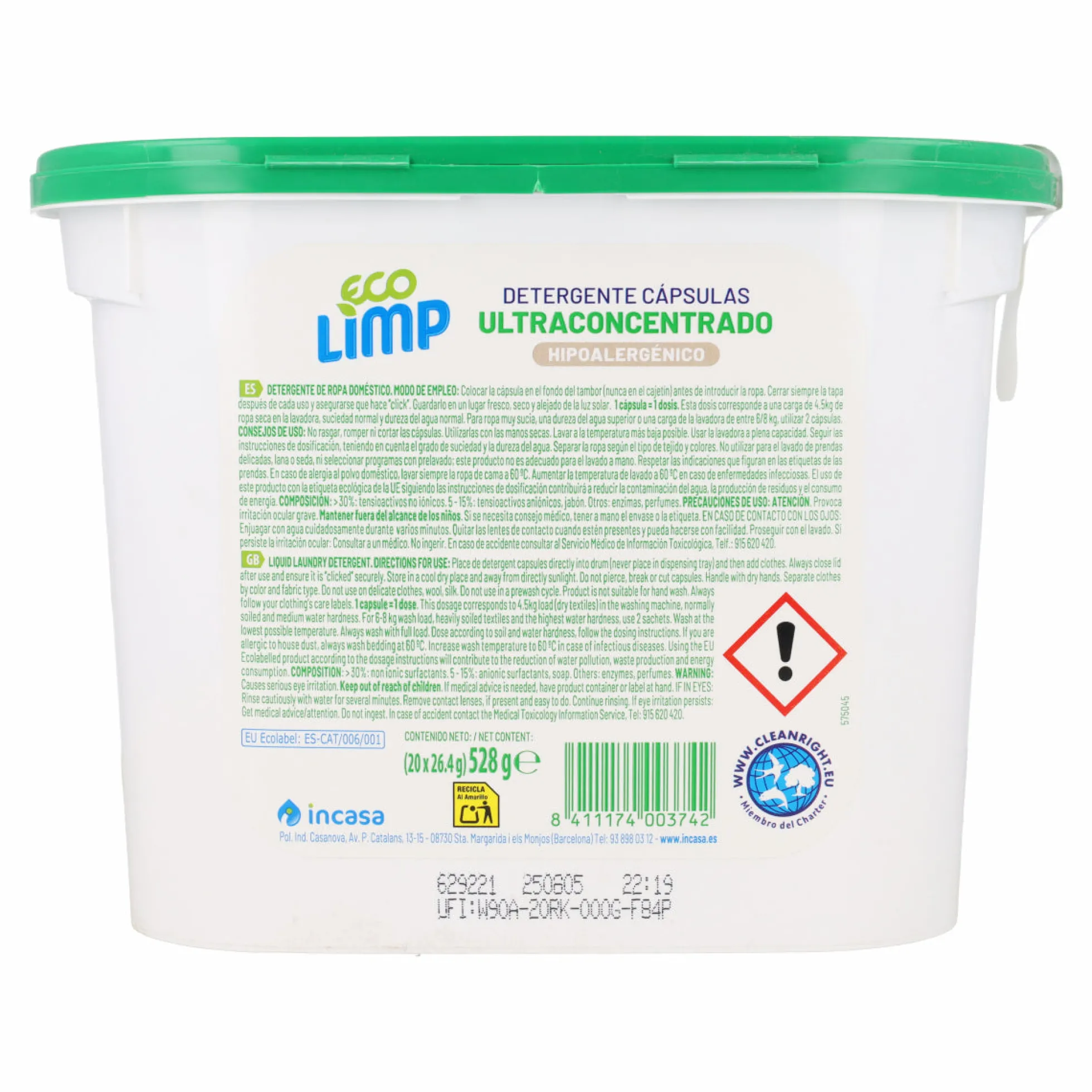 Detergente cápsulas Ultraconcentrado Mimidu ECO 20 dosis