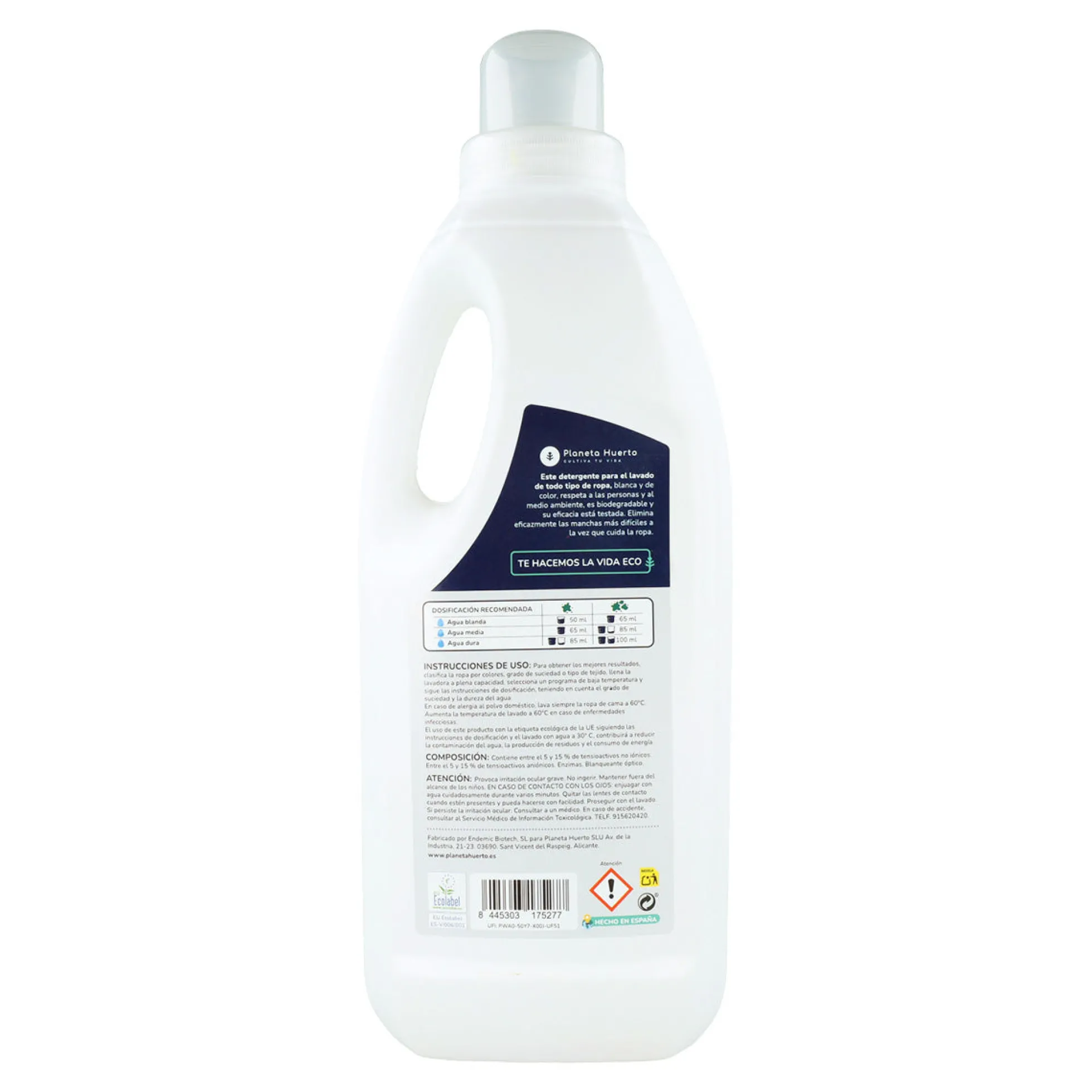 Detergente Líquido Ropa ECO Sín PerfumePlaneta Huerto 1,5 Litros