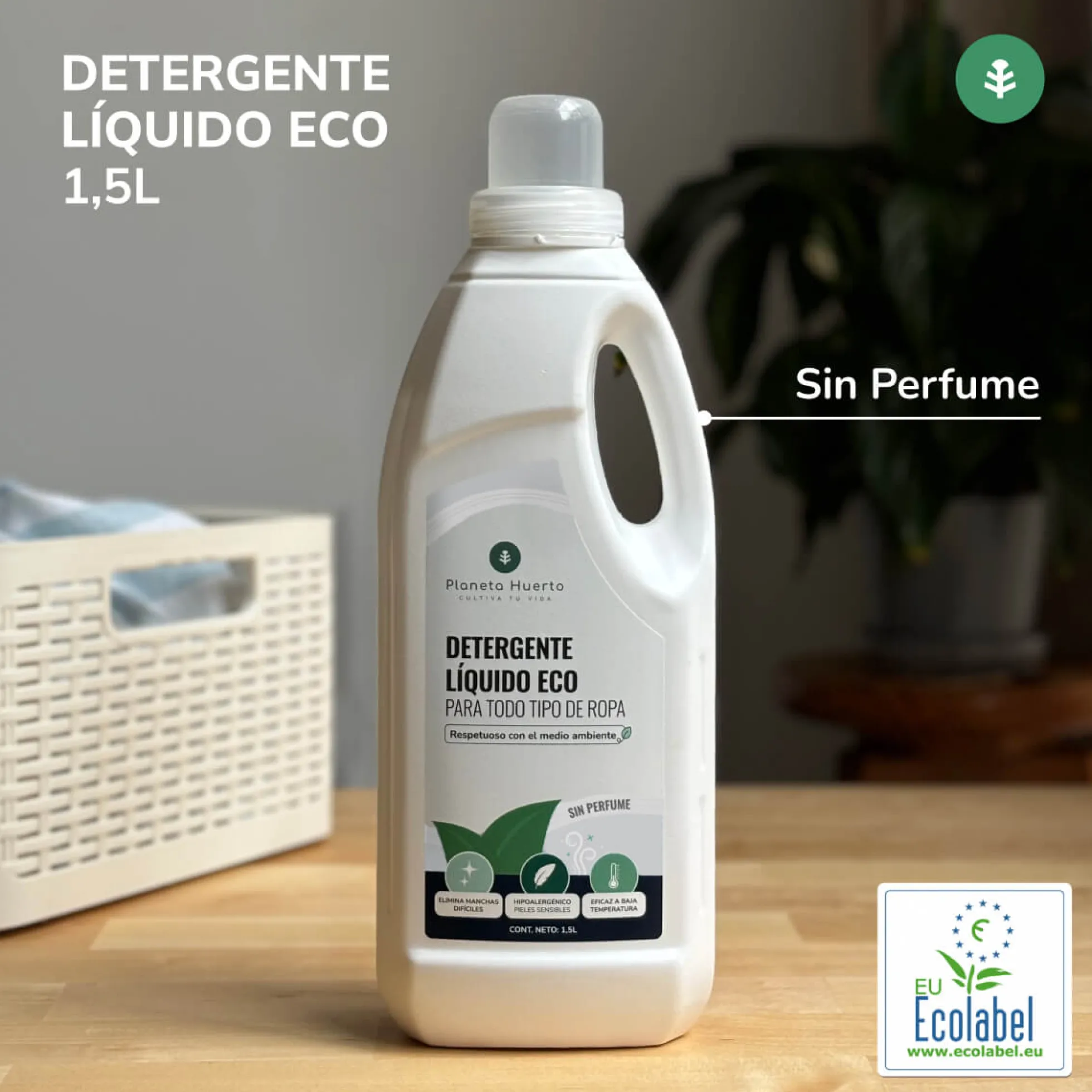 Detergente Líquido Ropa ECO Sín PerfumePlaneta Huerto 1,5 Litros