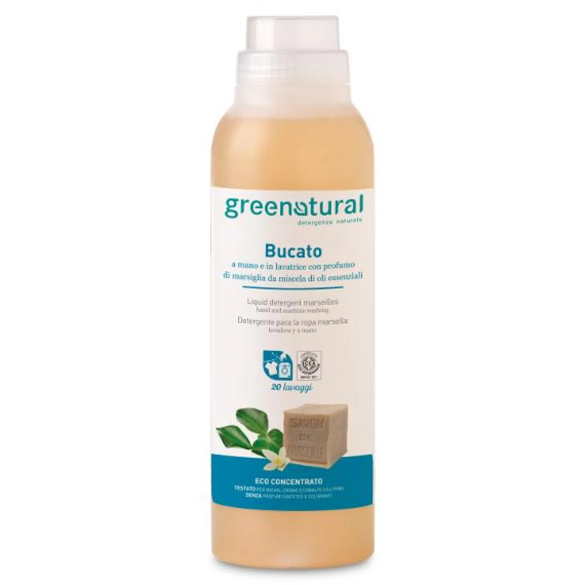 Detergente para ropa lavadora y a mano marsella Greenatural 1 L