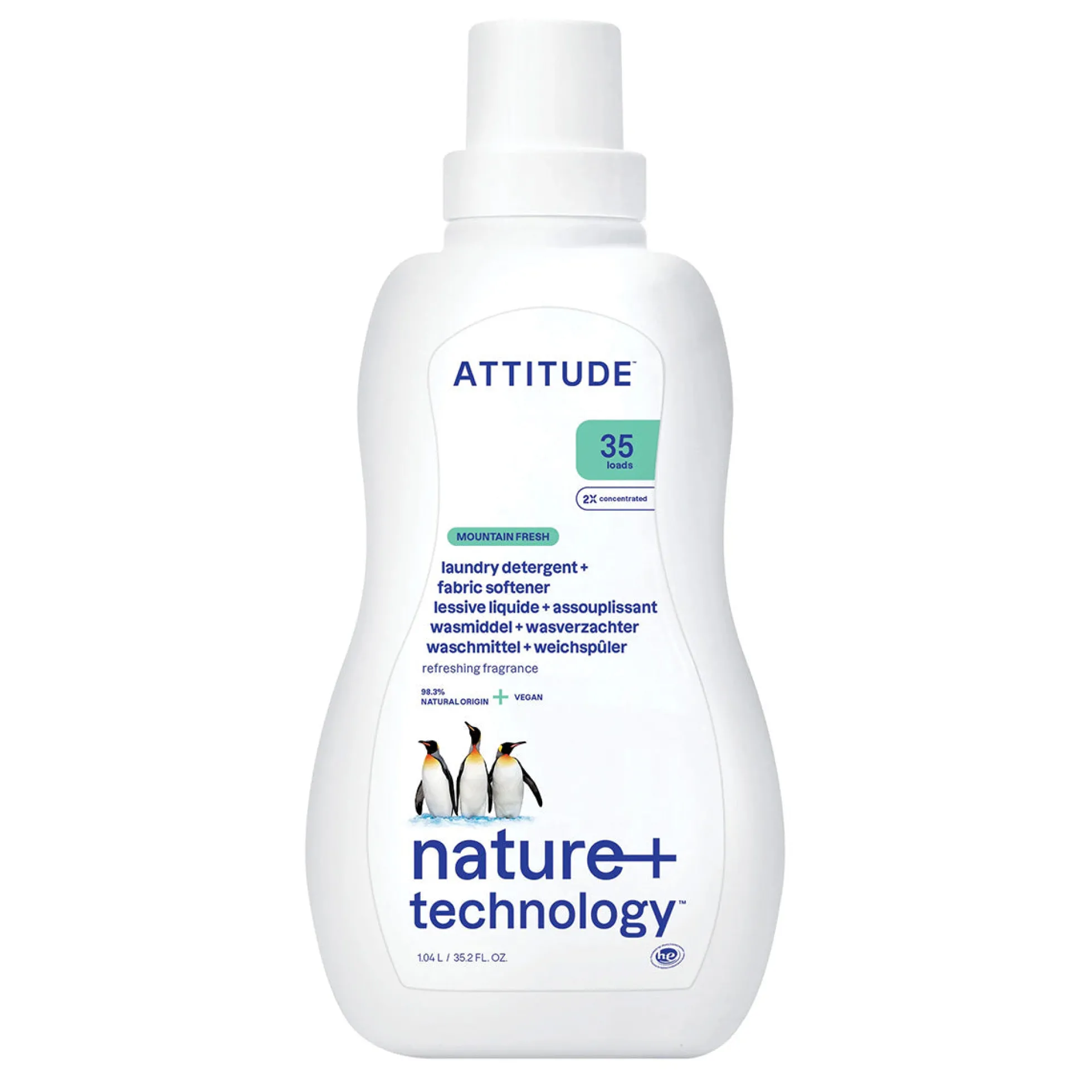 Detergente y suavizante 2 en 1 Nature + technology Esencia de montaña, Attitude, 35 lavados