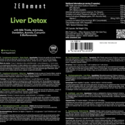 Detox Hígado con cardo mariano + alcachofa + diente de león + acerola + cúrcuma y bioflavonoides Zenement,180 comprimidos