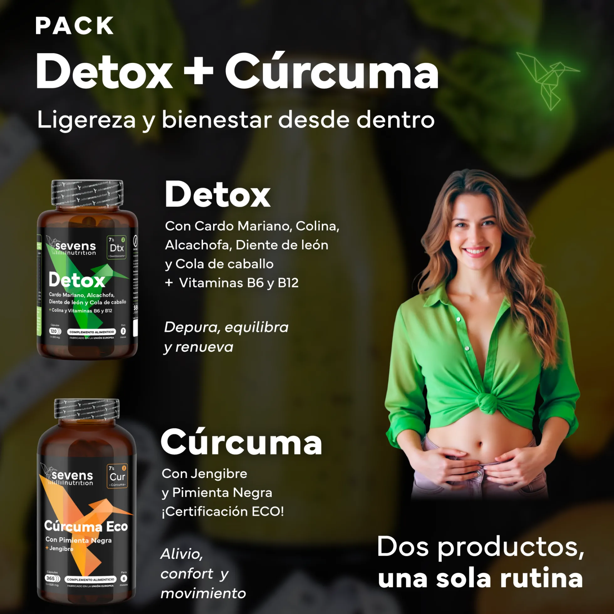 Detox Natural Con Cardo Mariano + Cúrcuma Eco. Sevens Nutrition. Detox Hepático, Digestivo Y Antiinflamatorio Natural