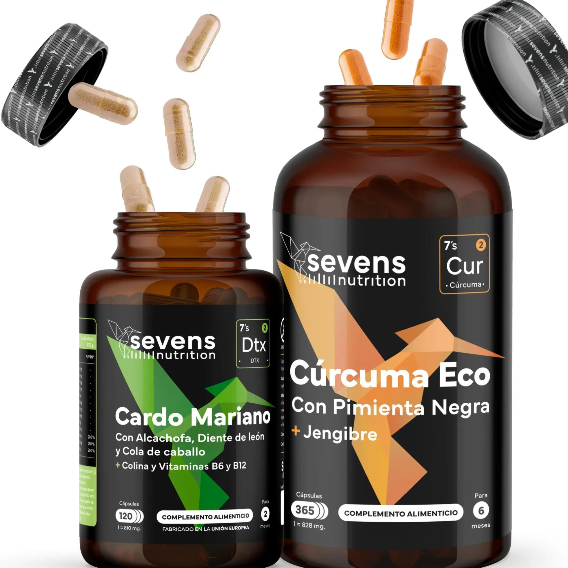 Detox Natural Con Cardo Mariano + Cúrcuma Eco. Sevens Nutrition. Detox Hepático, Digestivo Y Antiinflamatorio Natural