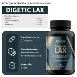 Digestic Lax Vecos 60 Cápsulas | Tránsito Intestinal Y Efecto Laxante | Con Sen, Frángula Y Aloe Vera