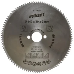 Discos de sierra circular cortes finos Wolfcraft 190 x 16 mm 100 dientes