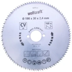 Discos de sierra circular cortes finos Wolfcraft 190 x 16 mm 100 dientes