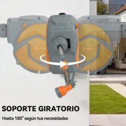 Durhand Enrollador De Manguera Para Jardín De Pared 10+1 M Gris Oscuro Y Naranja