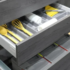 Emuca Cubertero para cajón de cocina, módulo 700 mm, Plástico, Gris