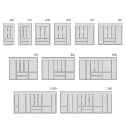 Emuca Cubertero para cajón de cocina, módulo 700 mm, Plástico, Gris