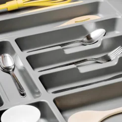 Emuca Cubertero para cajón de cocina, módulo 700 mm, Plástico, Gris