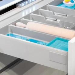 Emuca Cubertero para cajón de cocina, módulo 700 mm, Plástico, Gris