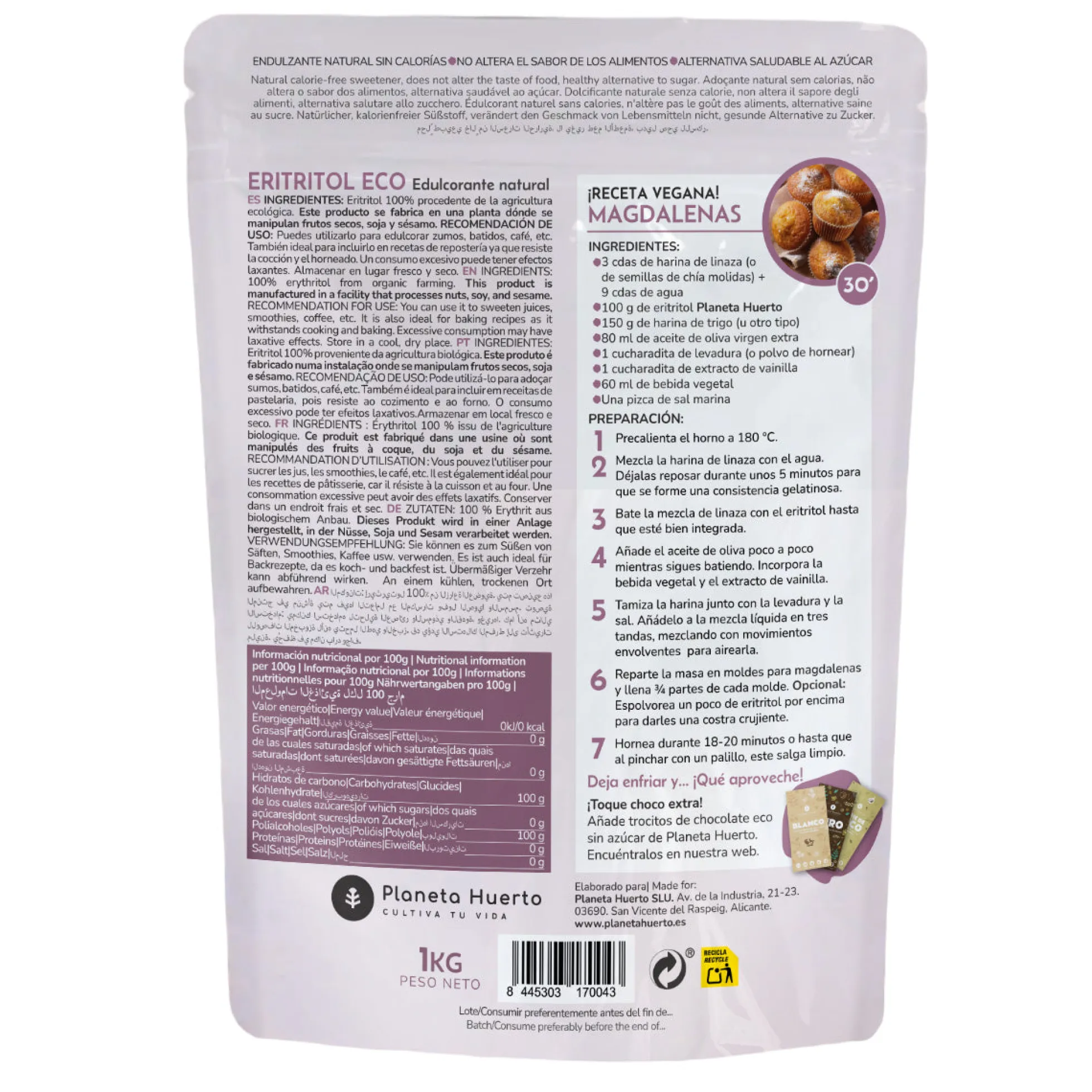 Eritritol ECO Planeta Huerto 1 kg