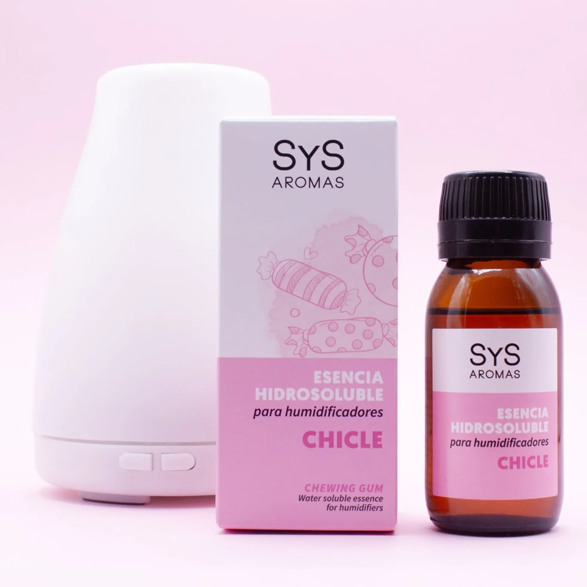 Esencia Hidrosoluble Chicle SYS Aromas 50 ml | Aroma Dulce y Afrutado | Para Humidificadores y Difusores