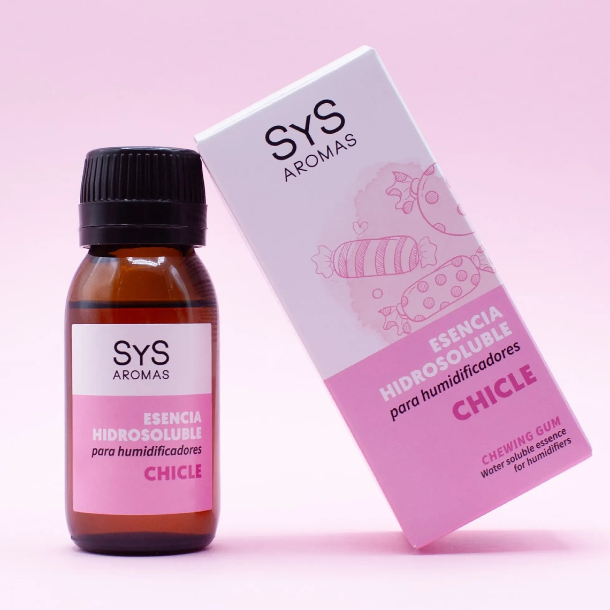 Esencia Hidrosoluble Chicle SYS Aromas 50 ml | Aroma Dulce y Afrutado | Para Humidificadores y Difusores
