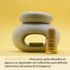 Esencia Natural Vainilla SYS Aromas 12 ml | Aroma Dulce y Caramelizado | Para Quemadores y Humidificadores