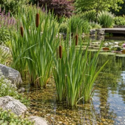 Espadaña Typha Latifolia Planta Estanque - Set 4 Plantas Con Cesta Y Sustrato
