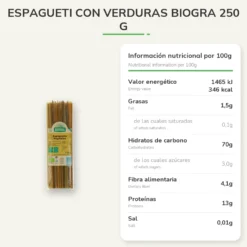Espagueti con verduras Biogra 250 g