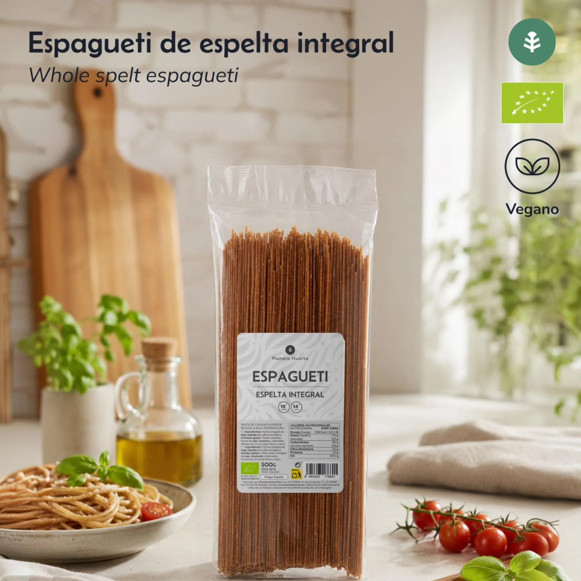 Espagueti de espelta integral ECO Planeta Huerto 500gr