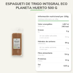 Espagueti de trigo integral ECO Planeta Huerto 500 g