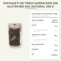 Espagueti de trigo sarraceno sin gluten bio Sol Natural 250 g