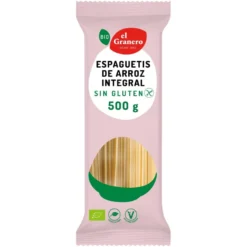 Espaguetis de Arroz Integral Sin Gluten El Granero, 500 g