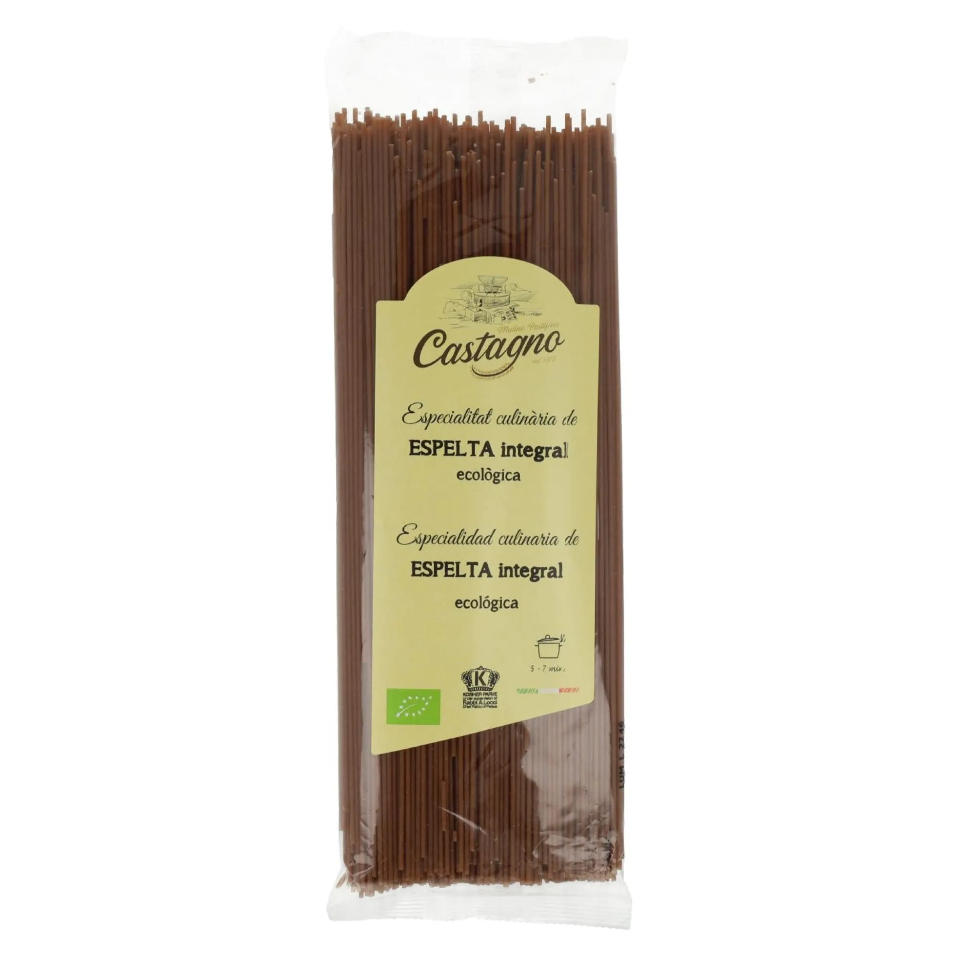 Espaguetis Espelta Integral DICOCCUM ECO Castagno 500 g