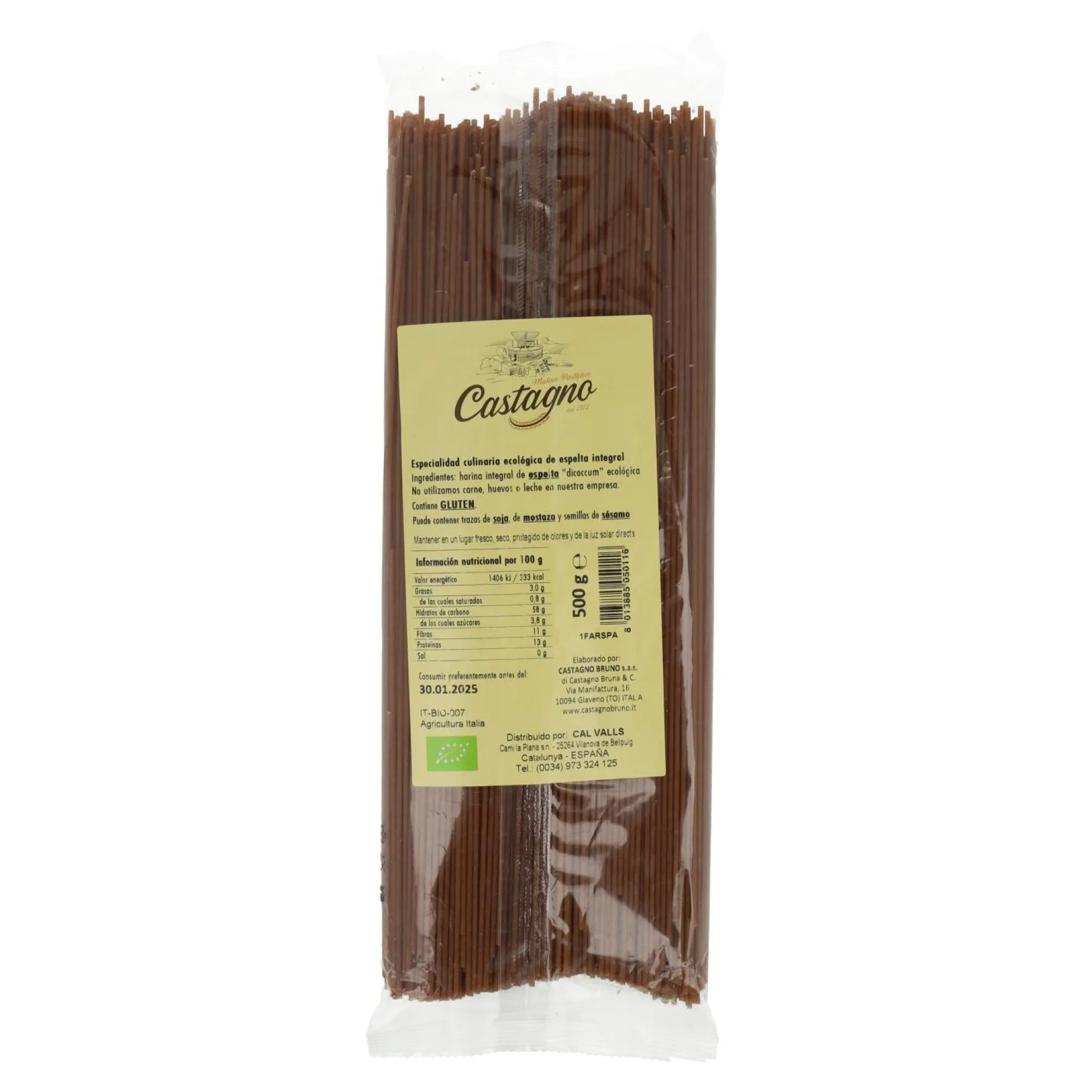 Espaguetis Espelta Integral DICOCCUM ECO Castagno 500 g