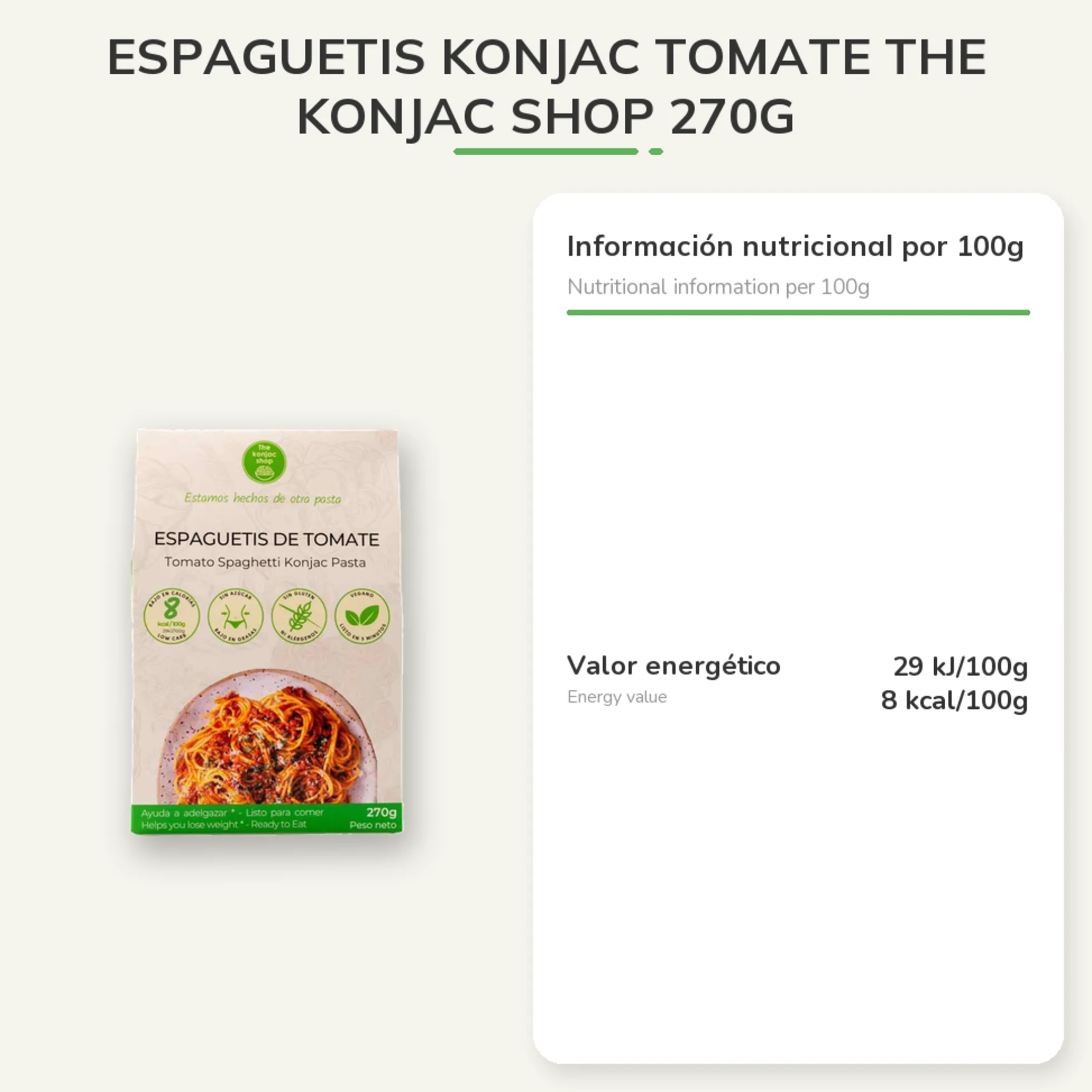Espaguetis konjac tomate The Konjac Shop 270g